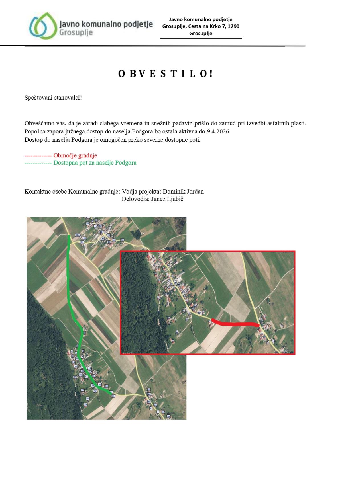 Obvestilo stanovalcem Kompolje Podgora asfaltiranje podaljšanje_page-0001